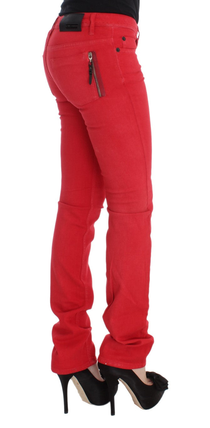 Chic Red Slim Fit Jeans - SEHABRANDS