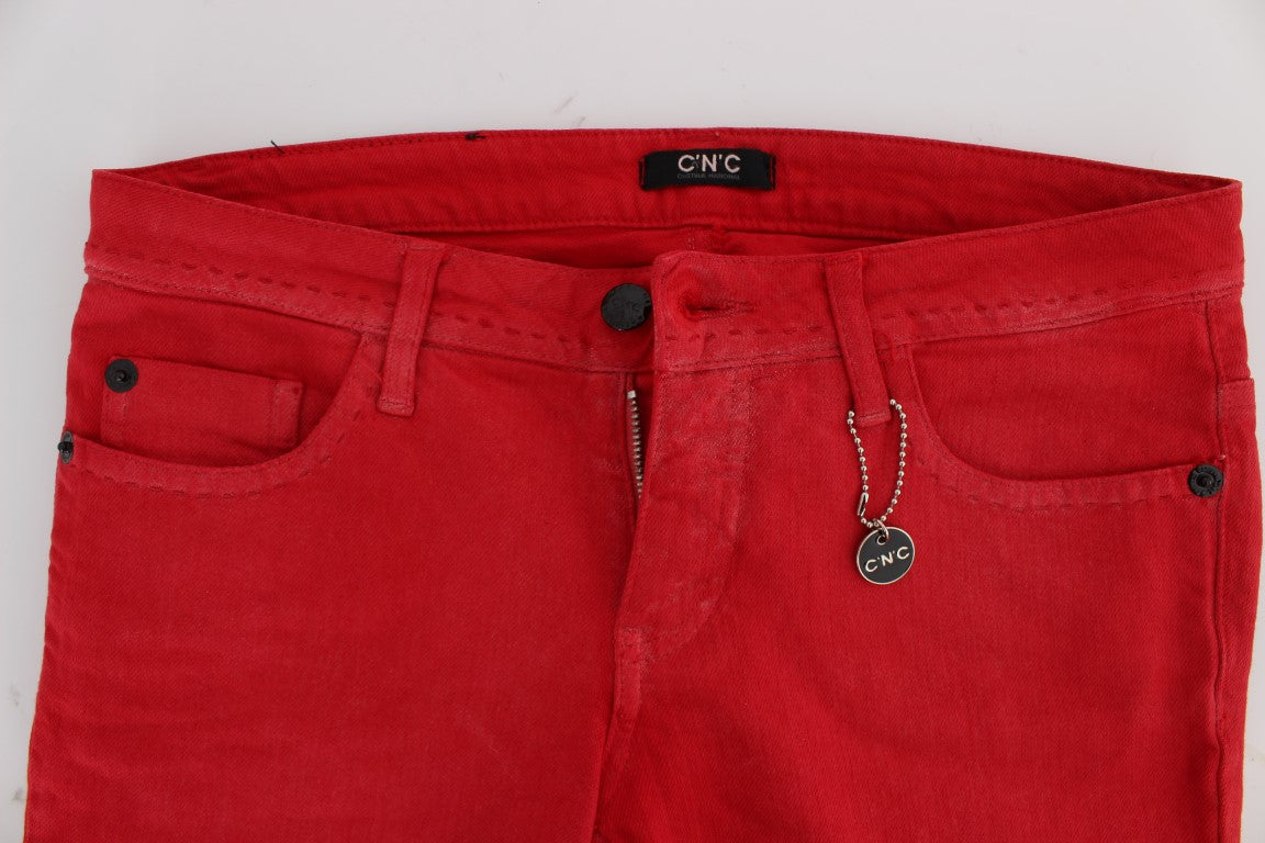 Chic Red Slim Fit Jeans - SEHABRANDS