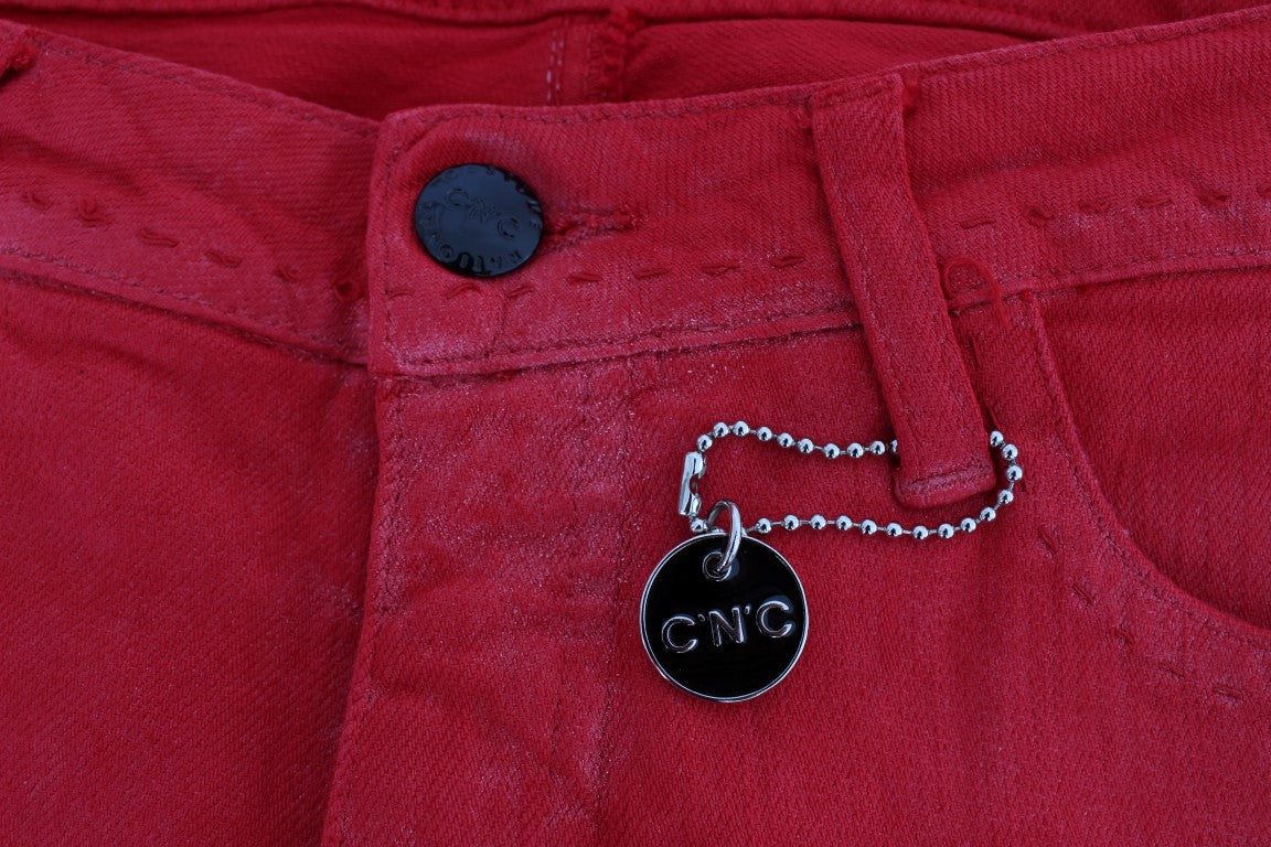 Chic Red Slim Fit Jeans - SEHABRANDS