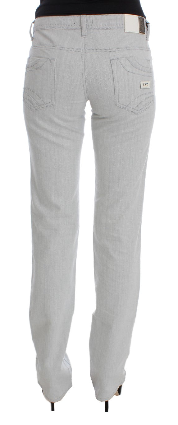 Chic Gray Slim Fit Designer Jeans - SEHABRANDS