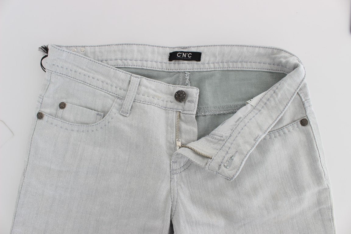 Chic Gray Slim Fit Designer Jeans - SEHABRANDS