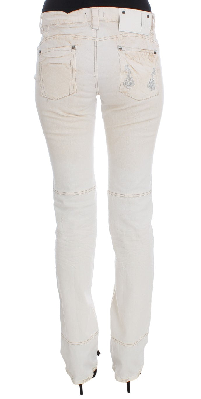 Chic White Slim Fit Designer Jeans - SEHABRANDS