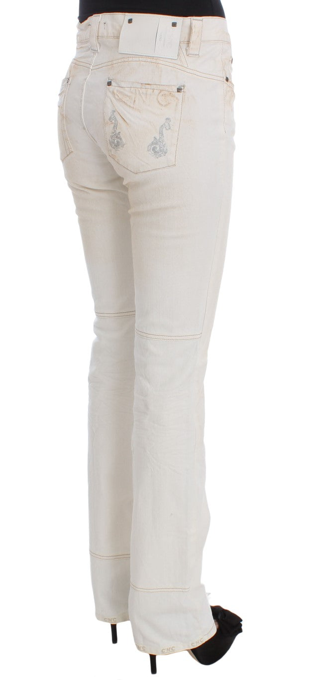 Chic White Slim Fit Designer Jeans - SEHABRANDS