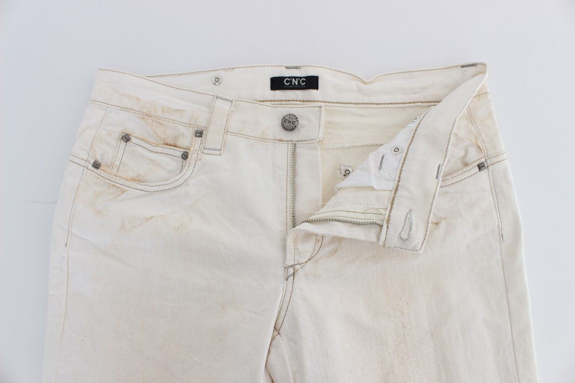 Chic White Slim Fit Designer Jeans - SEHABRANDS