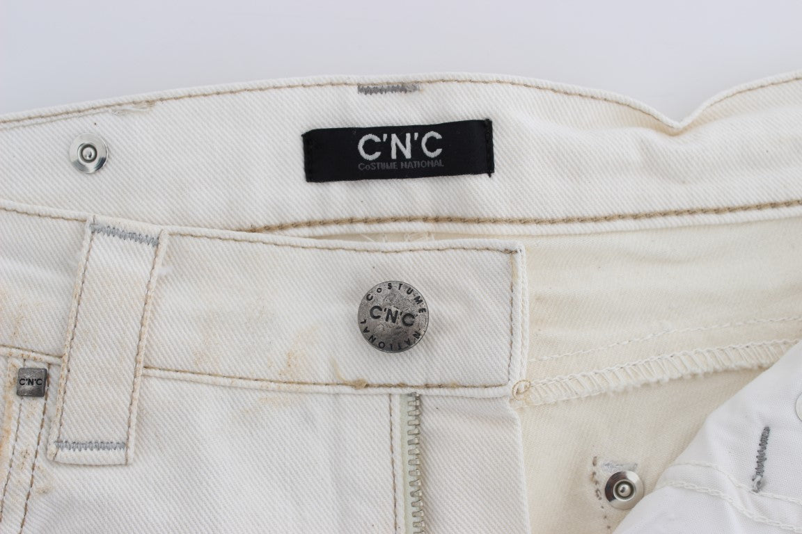 Chic White Slim Fit Designer Jeans - SEHABRANDS