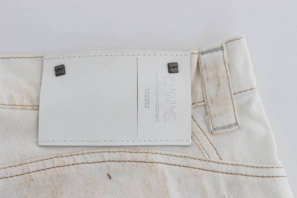 Chic White Slim Fit Designer Jeans - SEHABRANDS