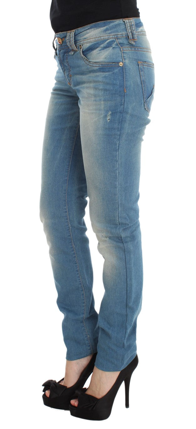 Sleek Blue Slim Fit Designer Jeans - SEHABRANDS