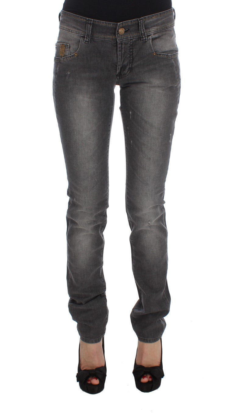 Elegant Slim Fit Gray Wash Jeans - SEHABRANDS