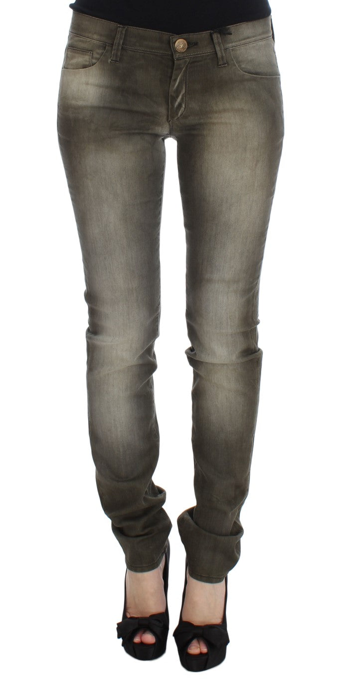 Chic Gray Slim Fit Italian Denim - SEHABRANDS