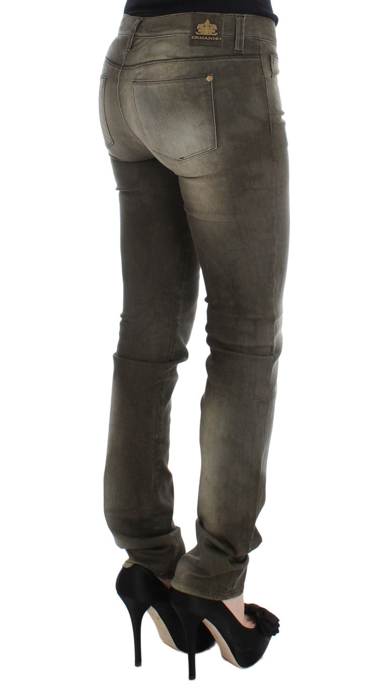 Chic Gray Slim Fit Italian Denim - SEHABRANDS