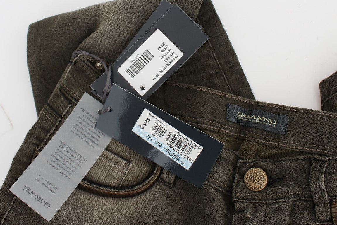 Chic Gray Slim Fit Italian Denim - SEHABRANDS