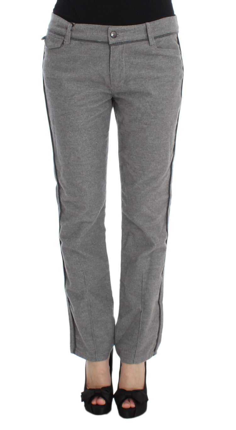 Chic Gray Casual Cotton Pants - SEHABRANDS