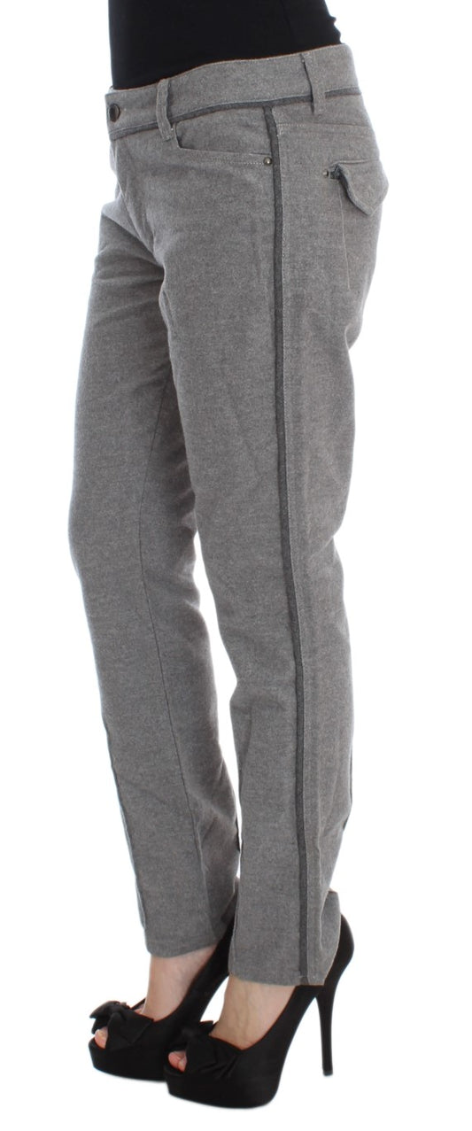 Chic Gray Casual Cotton Pants - SEHABRANDS