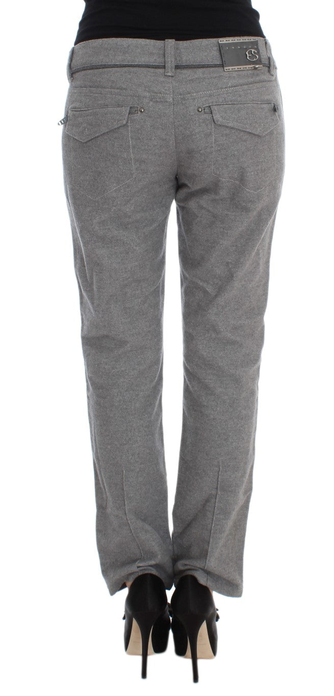 Chic Gray Casual Cotton Pants - SEHABRANDS