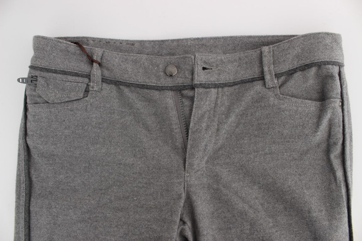 Chic Gray Casual Cotton Pants - SEHABRANDS