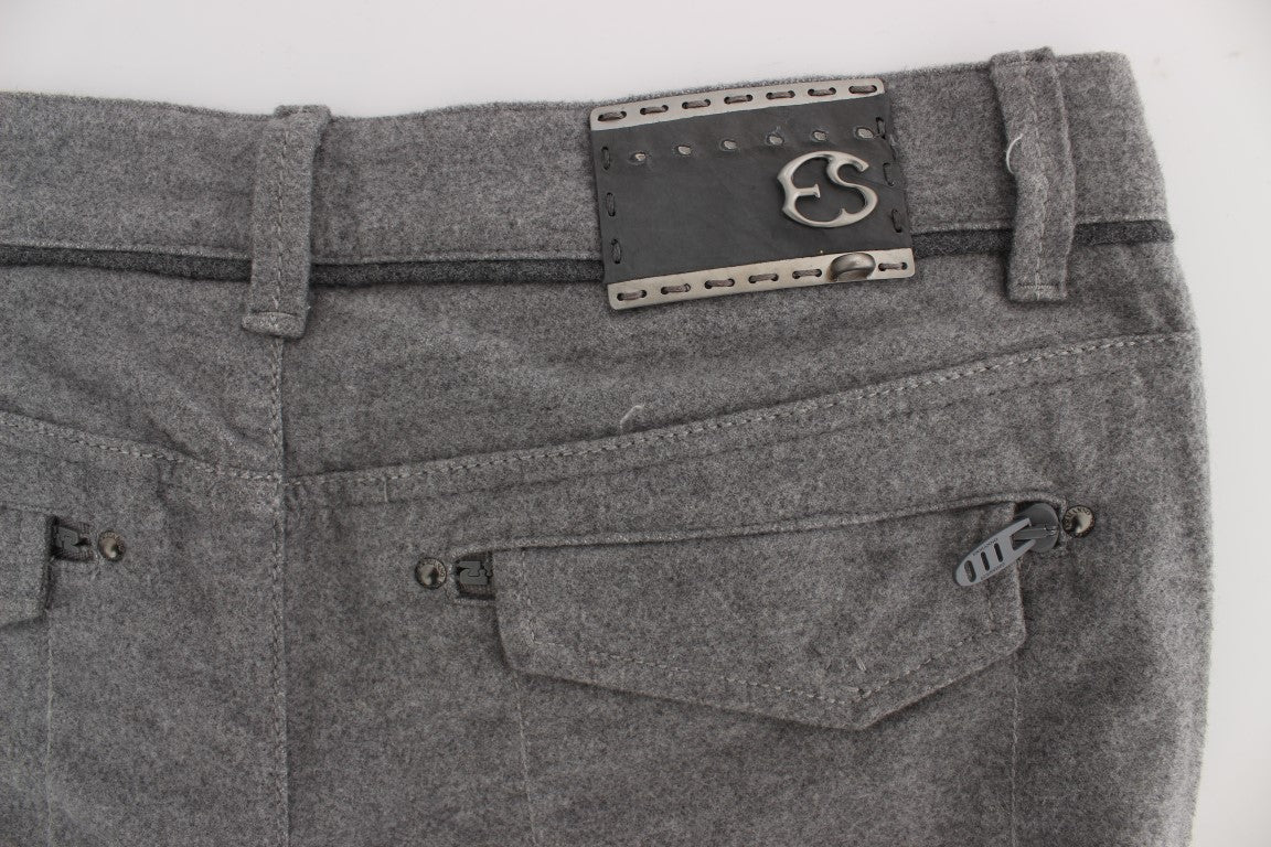 Chic Gray Casual Cotton Pants - SEHABRANDS