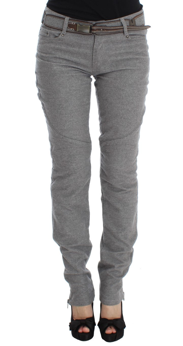 Chic Gray Casual Cotton Pants - SEHABRANDS