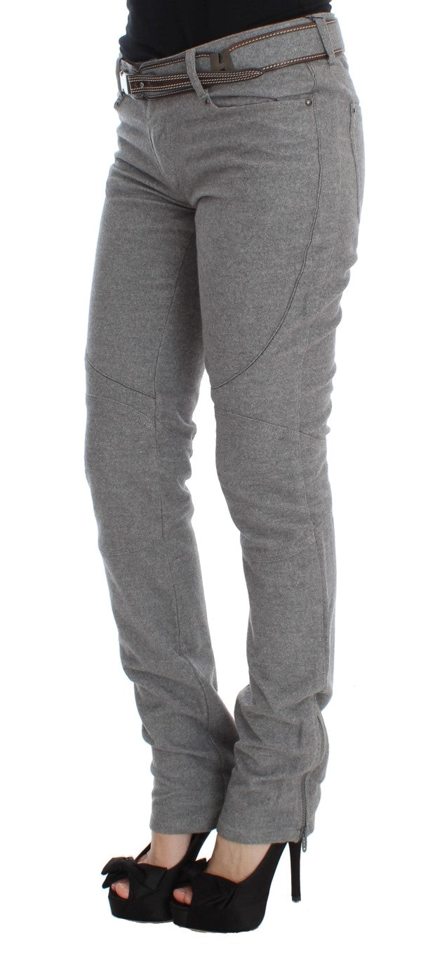 Chic Gray Casual Cotton Pants - SEHABRANDS