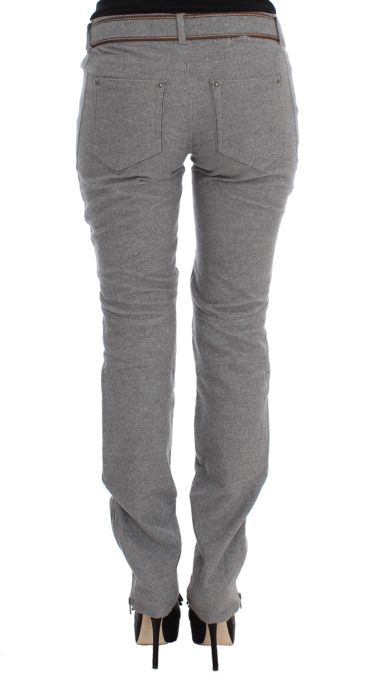 Chic Gray Casual Cotton Pants - SEHABRANDS