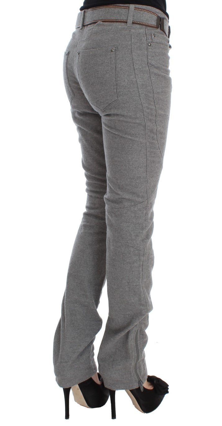 Chic Gray Casual Cotton Pants - SEHABRANDS