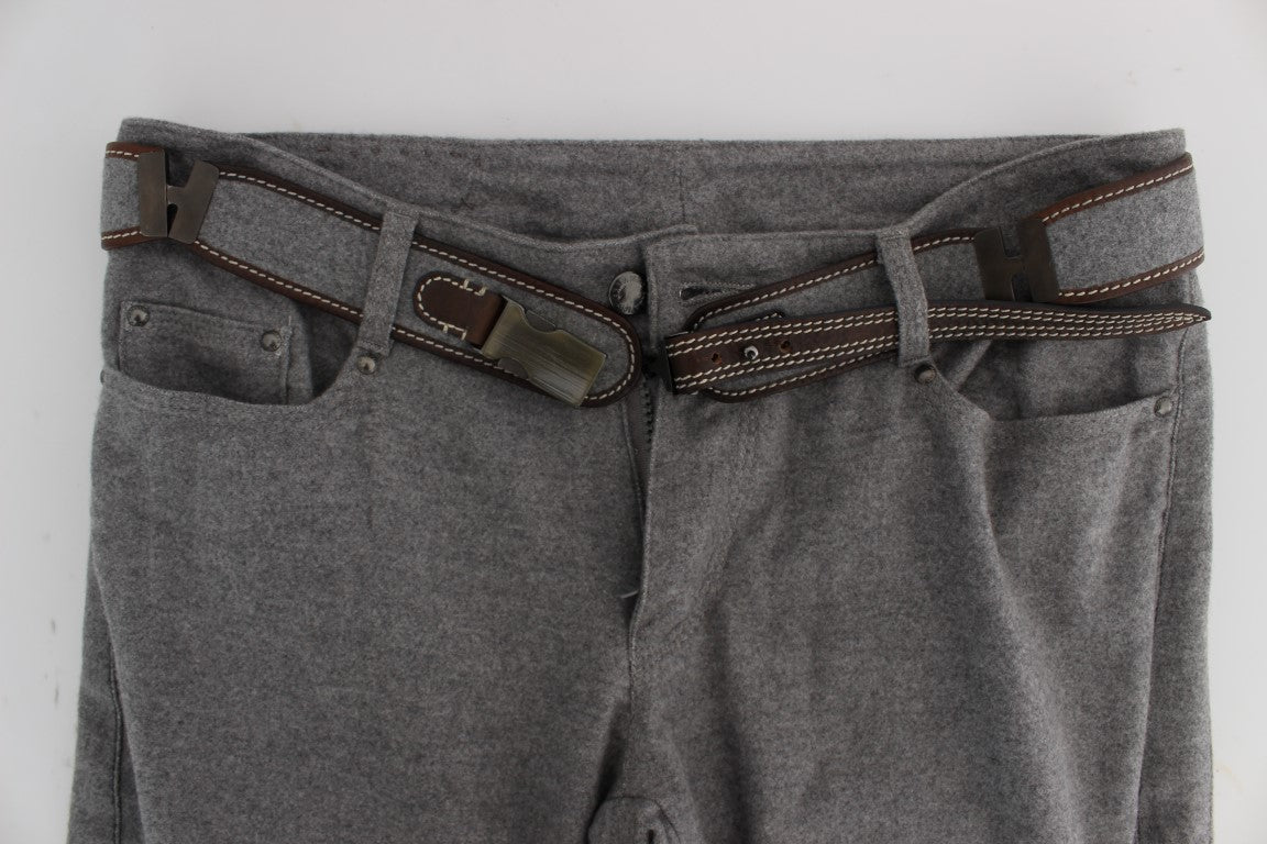 Chic Gray Casual Cotton Pants - SEHABRANDS