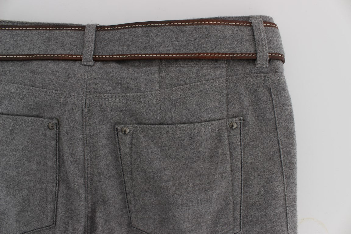 Chic Gray Casual Cotton Pants - SEHABRANDS