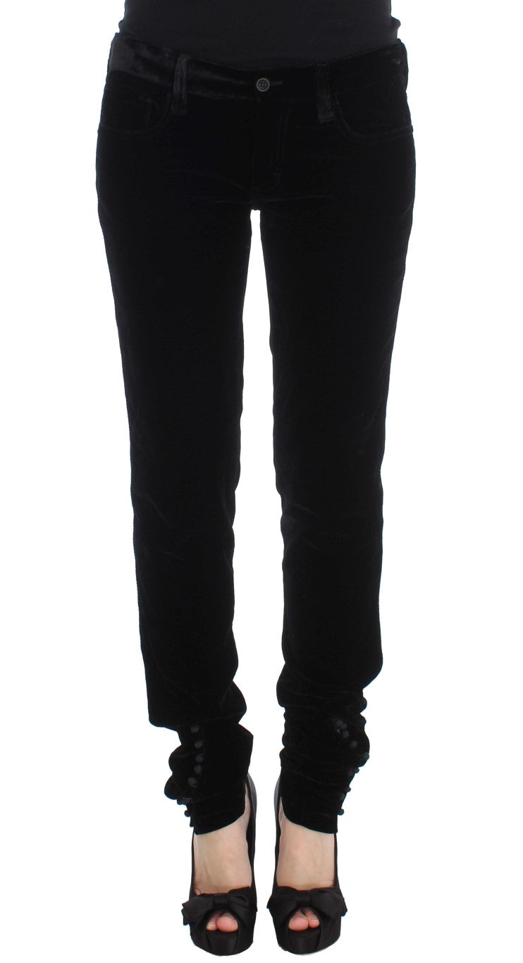 Elegant Black Slim Fit Trousers - SEHABRANDS