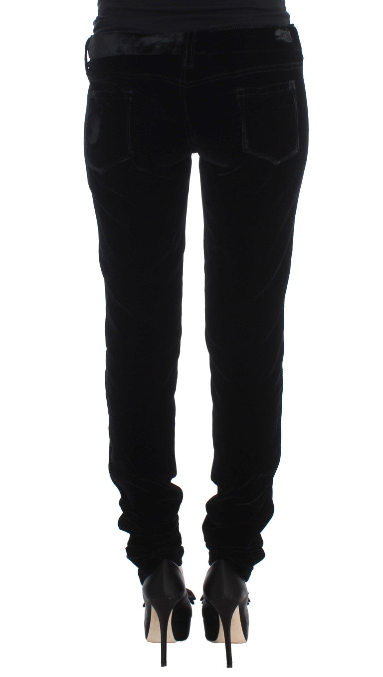 Elegant Black Slim Fit Trousers - SEHABRANDS