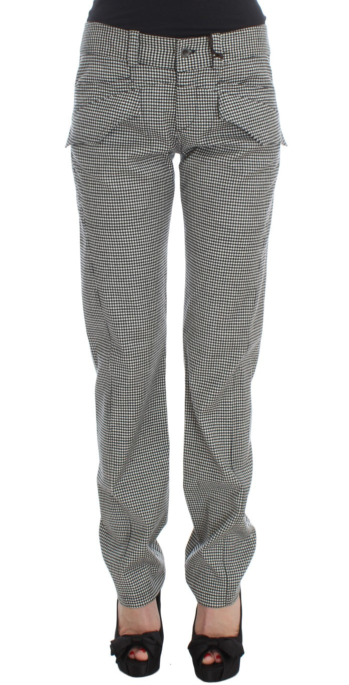 Chic Checkered Black & White Regular Fit Pants - SEHABRANDS