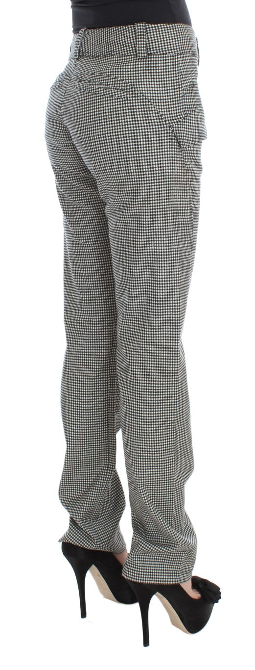 Chic Checkered Black & White Regular Fit Pants - SEHABRANDS