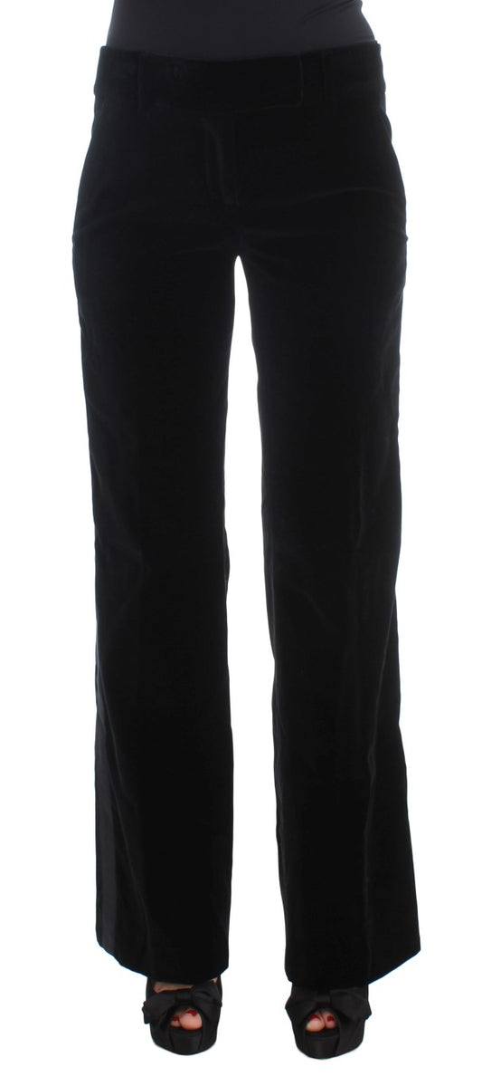 Elegant Black Wide Leg Silk Blend Pants - SEHABRANDS