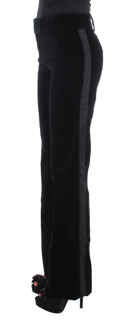 Elegant Black Wide Leg Silk Blend Pants - SEHABRANDS