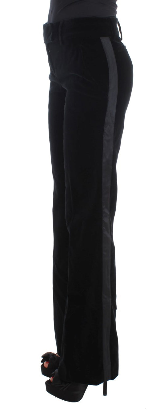 Elegant Black Wide Leg Silk Blend Pants - SEHABRANDS