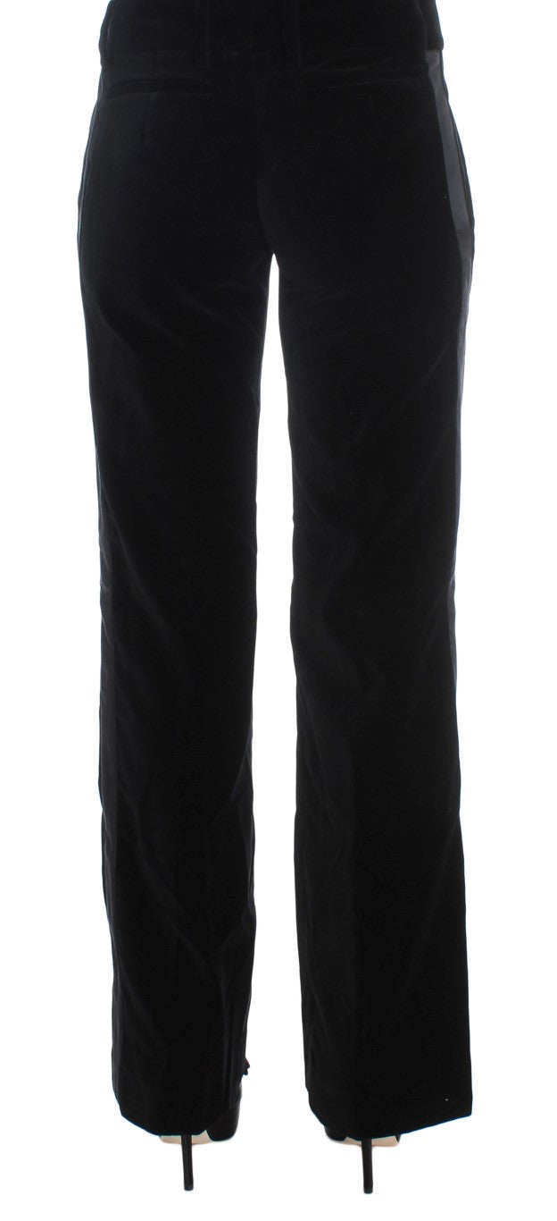 Elegant Black Wide Leg Silk Blend Pants - SEHABRANDS