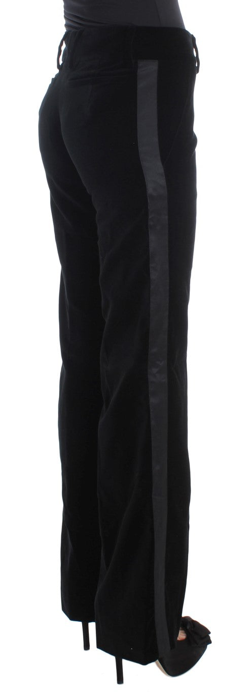 Elegant Black Wide Leg Silk Blend Pants - SEHABRANDS