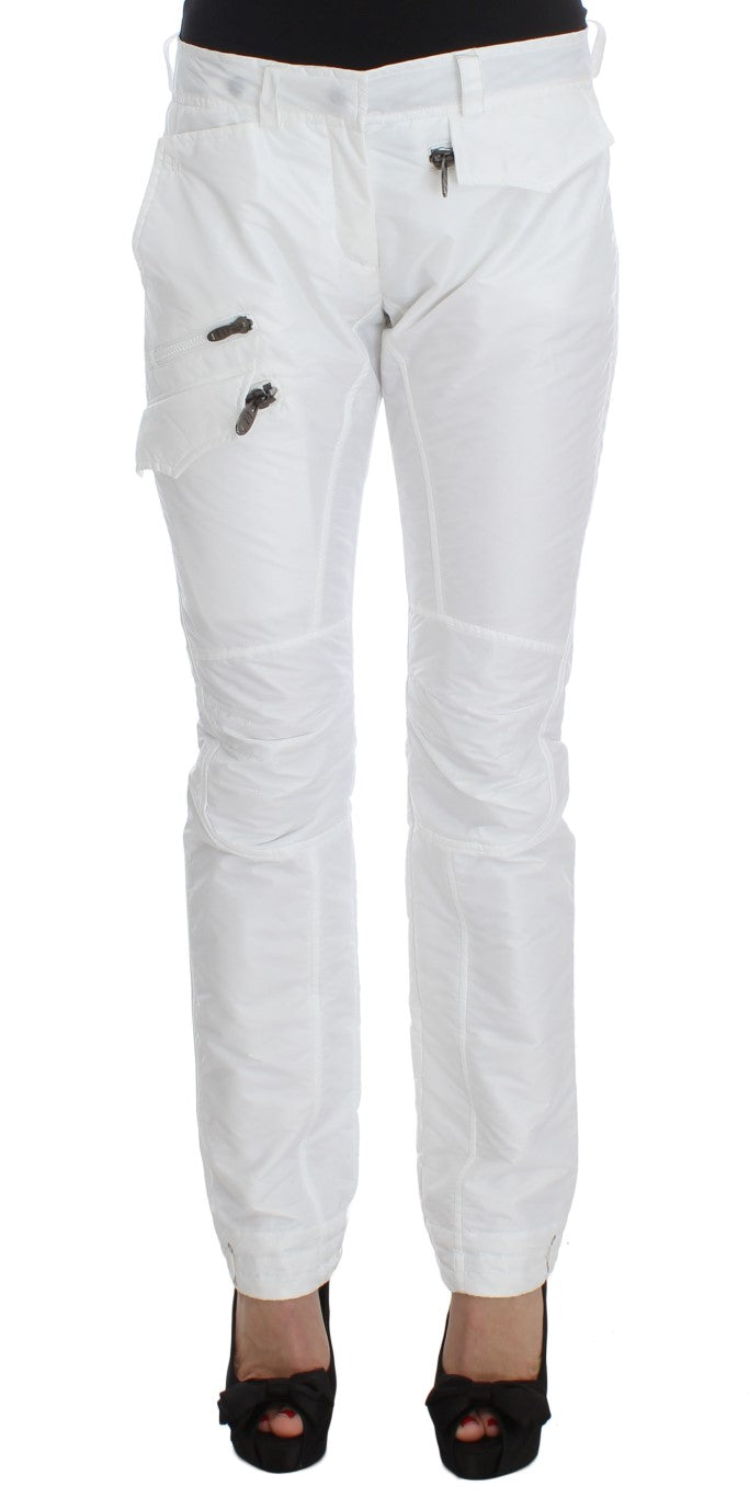 Chic White Nylon Cargo Pants by Italian Designer - SEHABRANDS