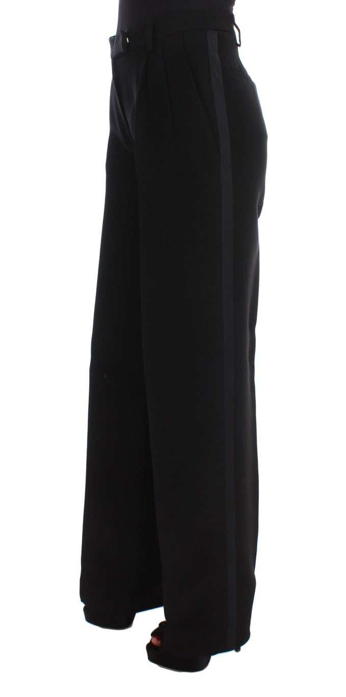 Chic Black Wide Leg Silk Blend Jeans - SEHABRANDS