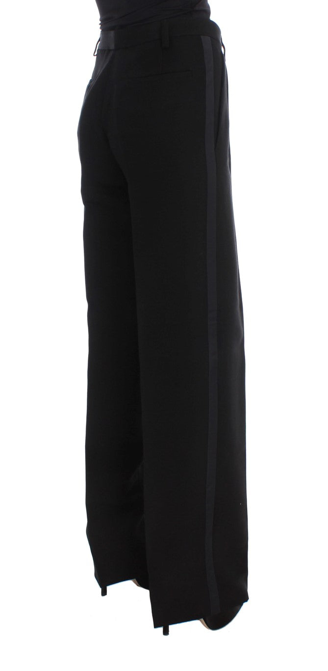 Chic Black Wide Leg Silk Blend Jeans - SEHABRANDS