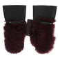 Dolce & Gabbana Elegant Black & Bordeaux Leather Gloves