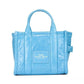 The Shiny Crinkle Mini Tote Air Blue Leather Crossbody Handbag Purse - SEHABRANDS