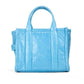 The Shiny Crinkle Mini Tote Air Blue Leather Crossbody Handbag Purse - SEHABRANDS