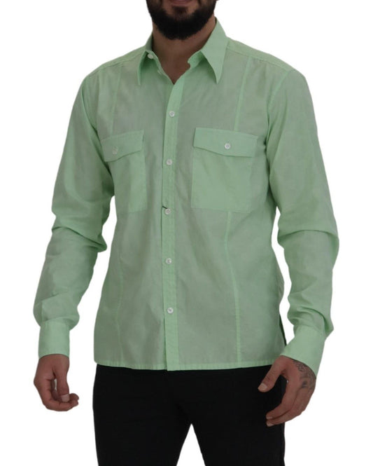 Dolce & Gabbana Mint Green Slim Fit Casual Button-Down Shirt