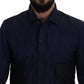 Svelte Dark Blue Cotton Shirt - SEHABRANDS