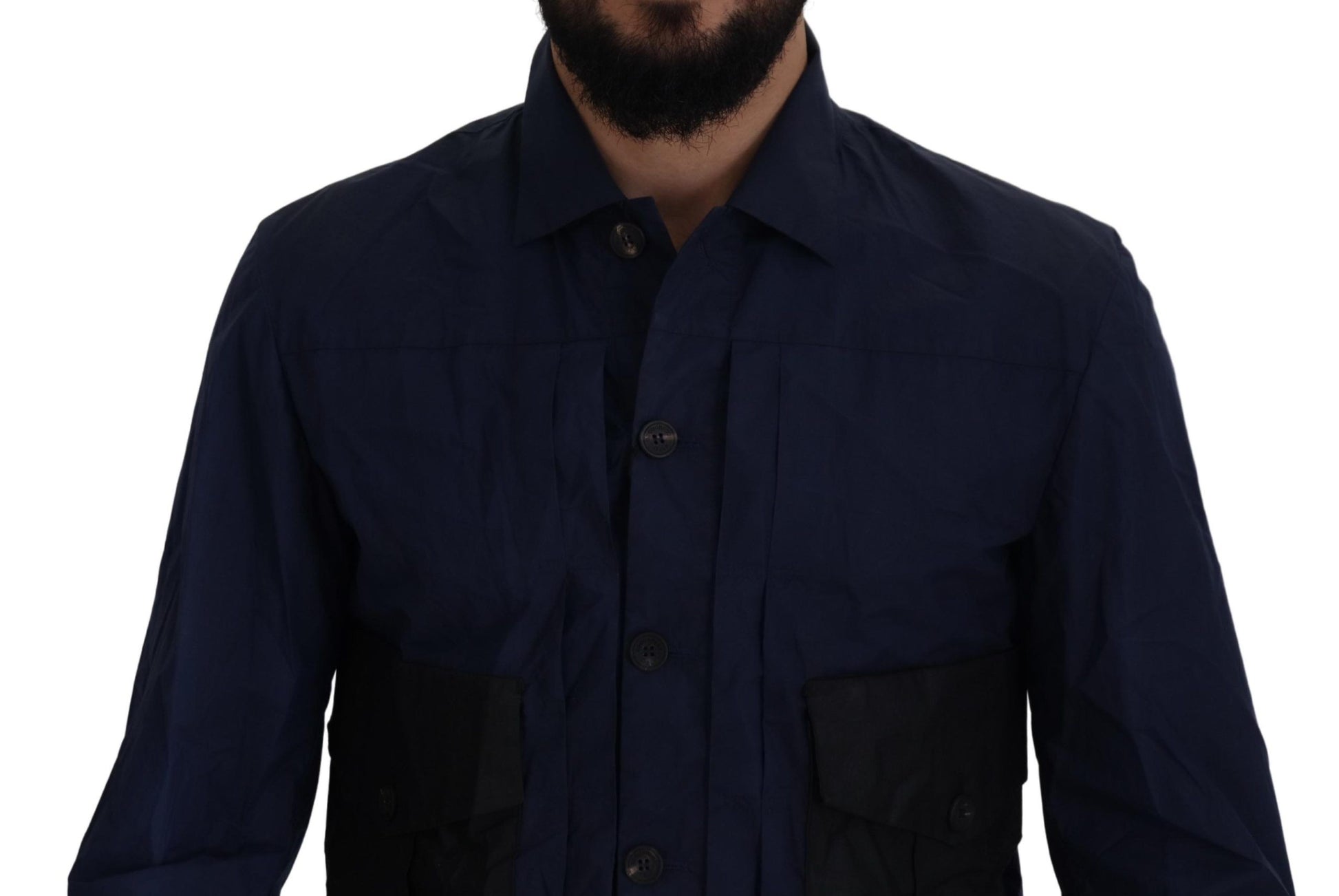 Svelte Dark Blue Cotton Shirt - SEHABRANDS