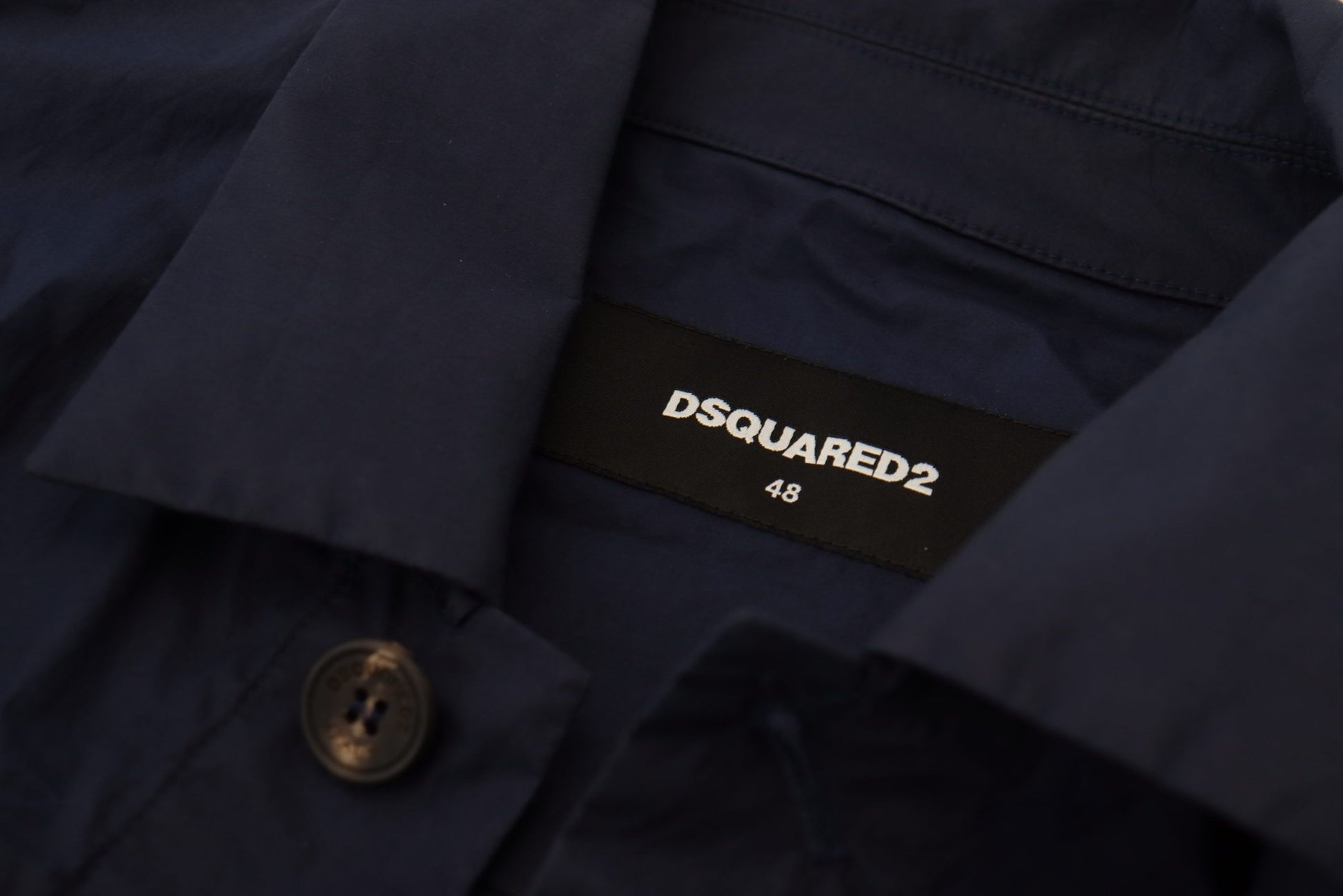 Svelte Dark Blue Cotton Shirt - SEHABRANDS