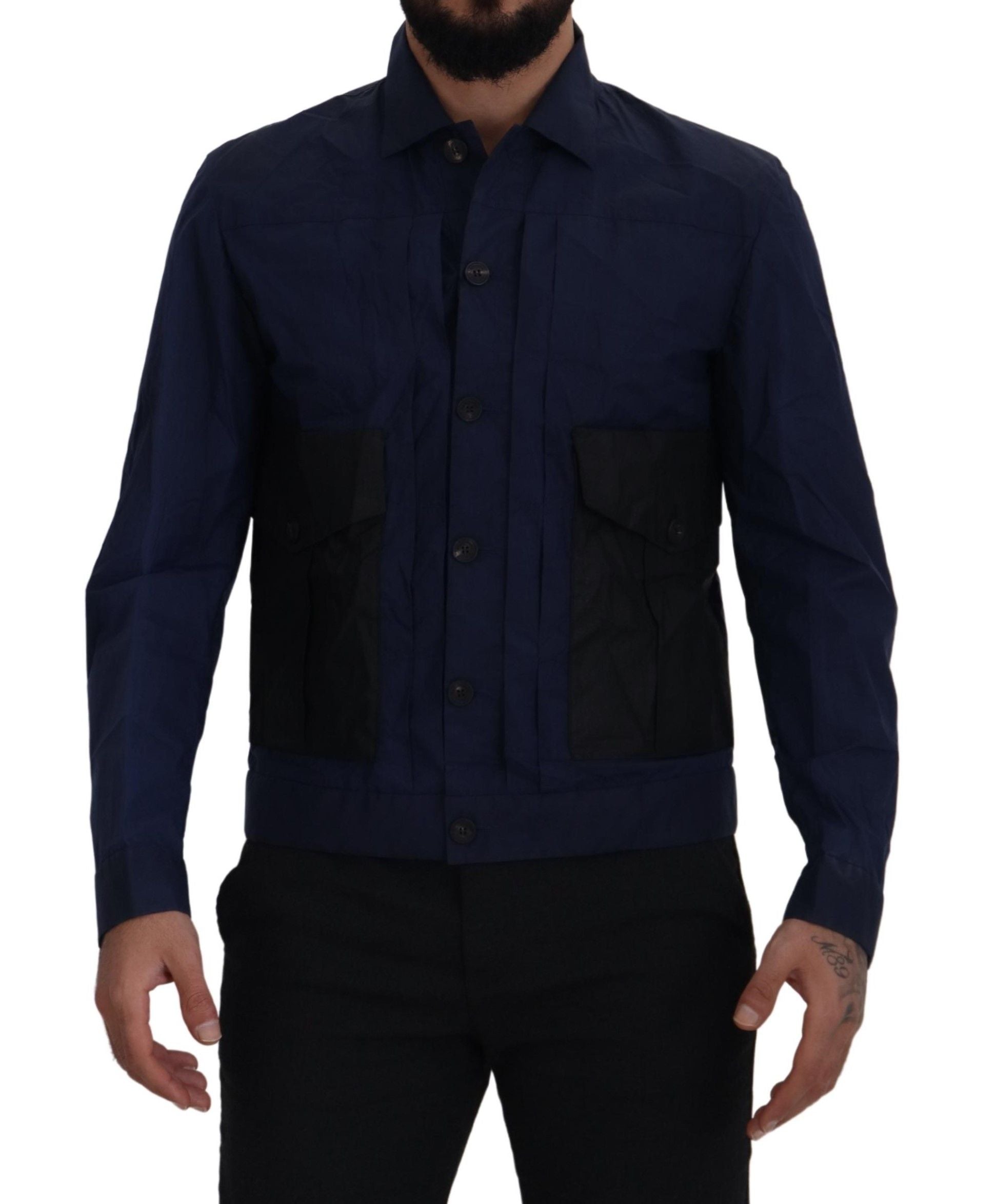 Svelte Dark Blue Cotton Shirt - SEHABRANDS