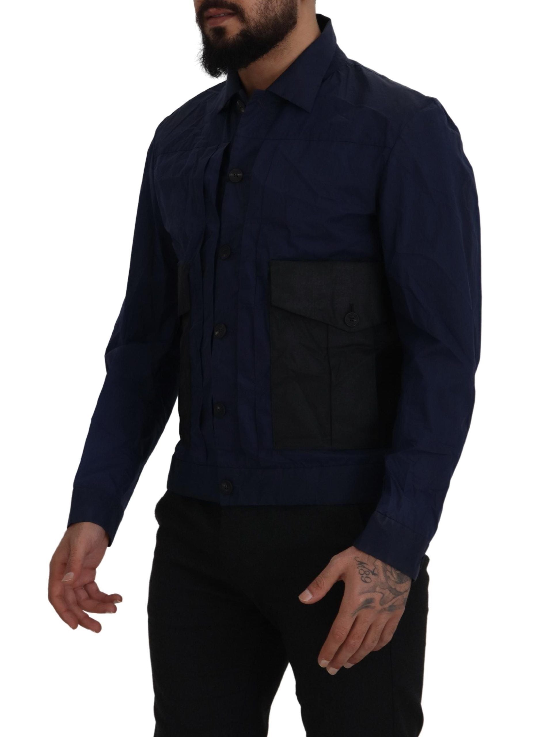 Svelte Dark Blue Cotton Shirt - SEHABRANDS