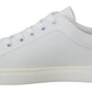 Dolce & Gabbana Chic White Pink Leather Low-Top Sneakers