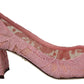 Dolce & Gabbana Pastel Pink Lace Crystal Embellished Pumps