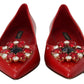 Dolce & Gabbana Red Suede Crystal Loafers - Exquisite Elegance